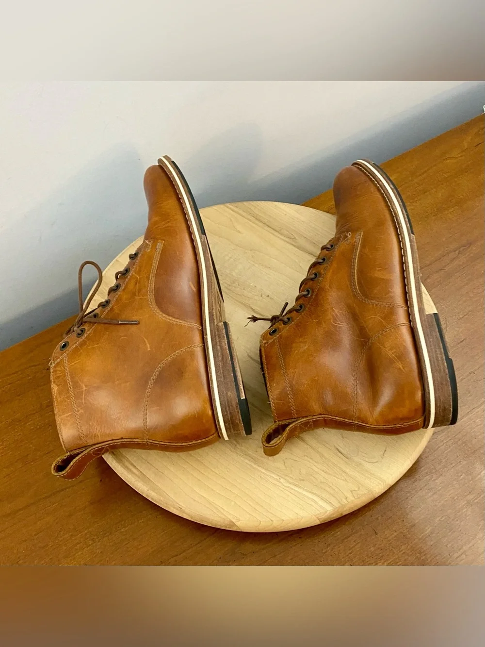 Helm The Zind Teak Brown Leather Men’s Dress Chukka Boots Sz 9 M Business Casual